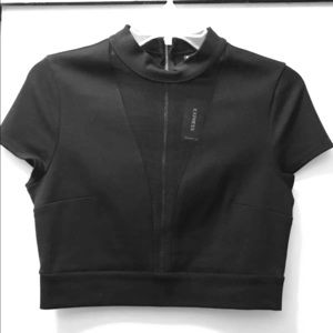 Express Black Crop Top With Mesh, NWT. S